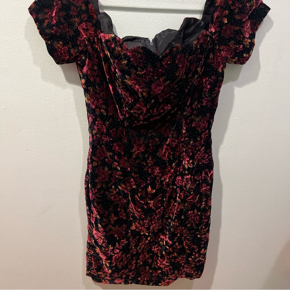 Floral Velvet Midi Dress